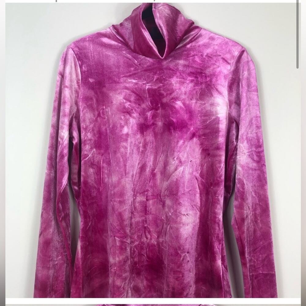 NWT Rachel Roy Val velvet tie die pink turtleneck